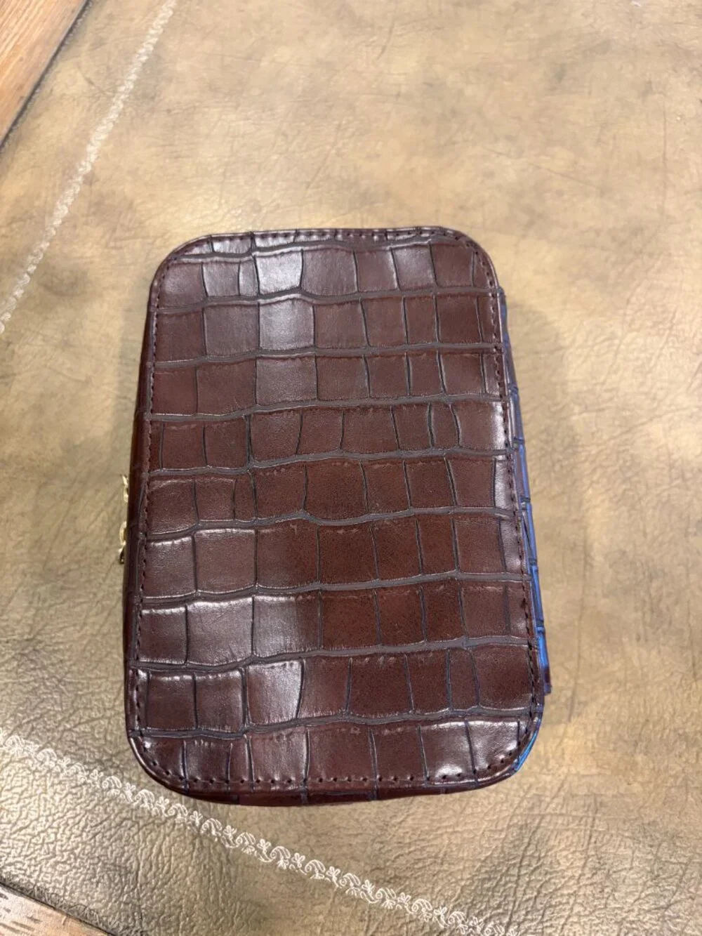 Trish McEvoy Power of Makeup Medium Makeup Wardrobe Case Dark Brown Croc